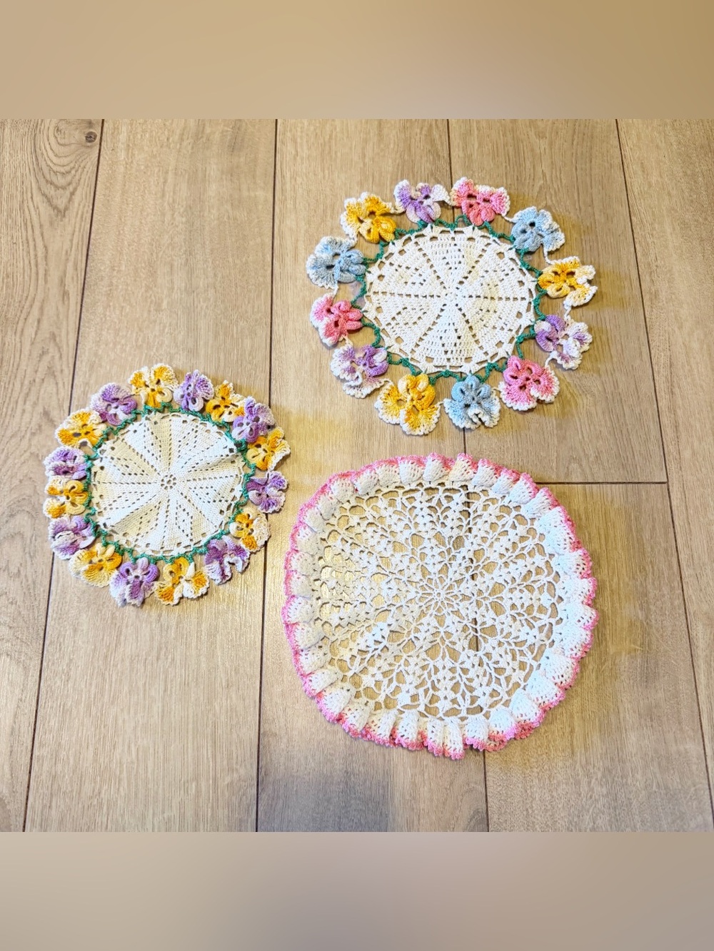 Vintage crochet floral Dollie set